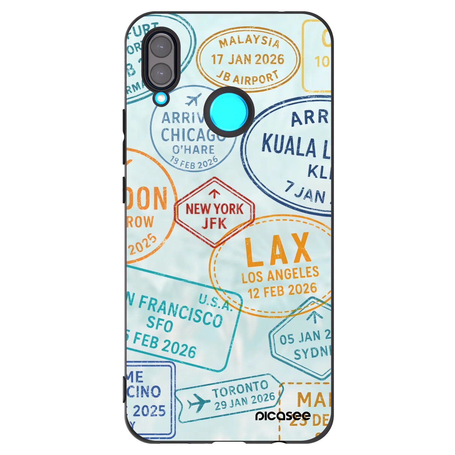 Picasee silikonowe czarne etui na Huawei Nova 3i - PASSPORT EDITION