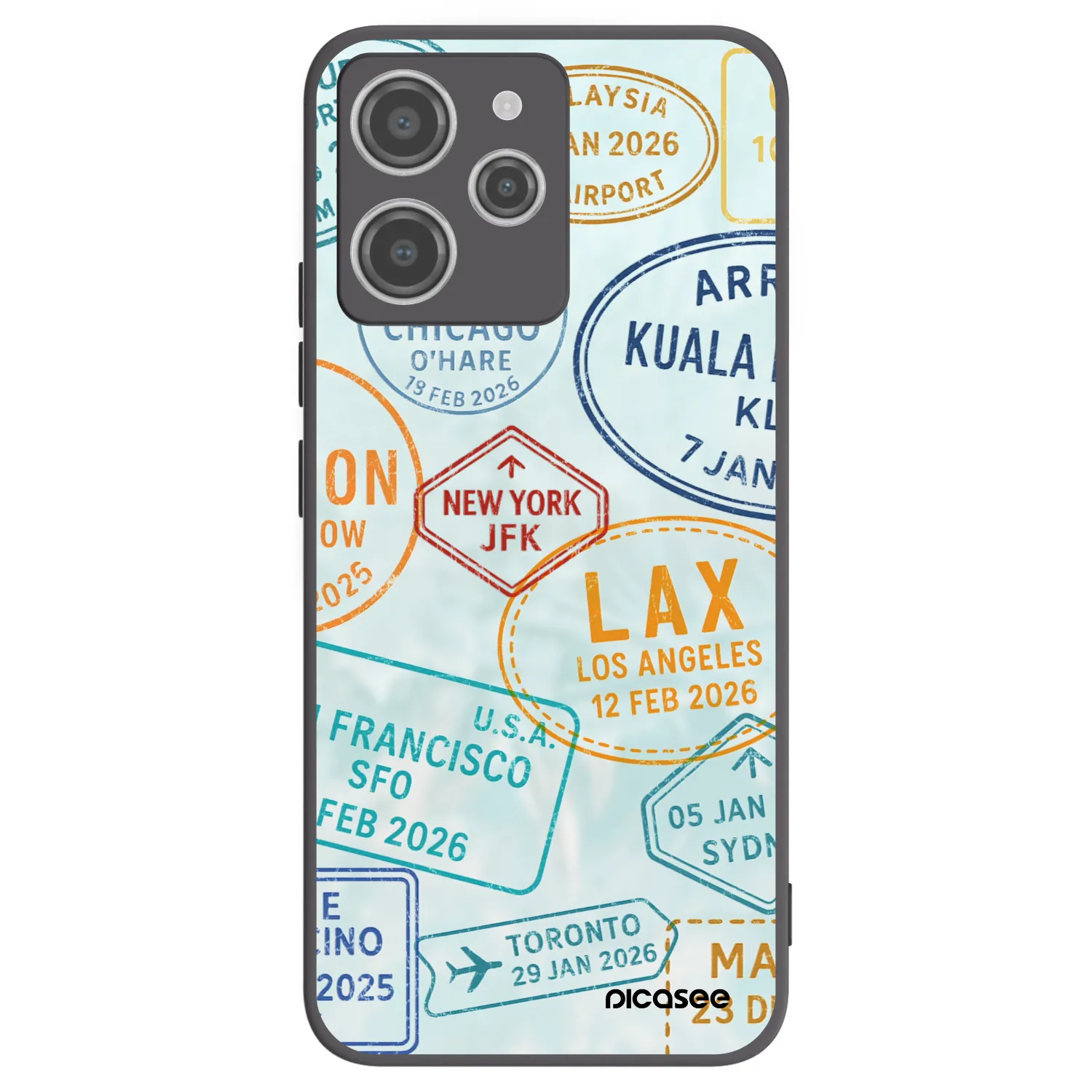 Picasee silikonowe czarne etui na Xiaomi Redmi 12 4G - PASSPORT EDITION