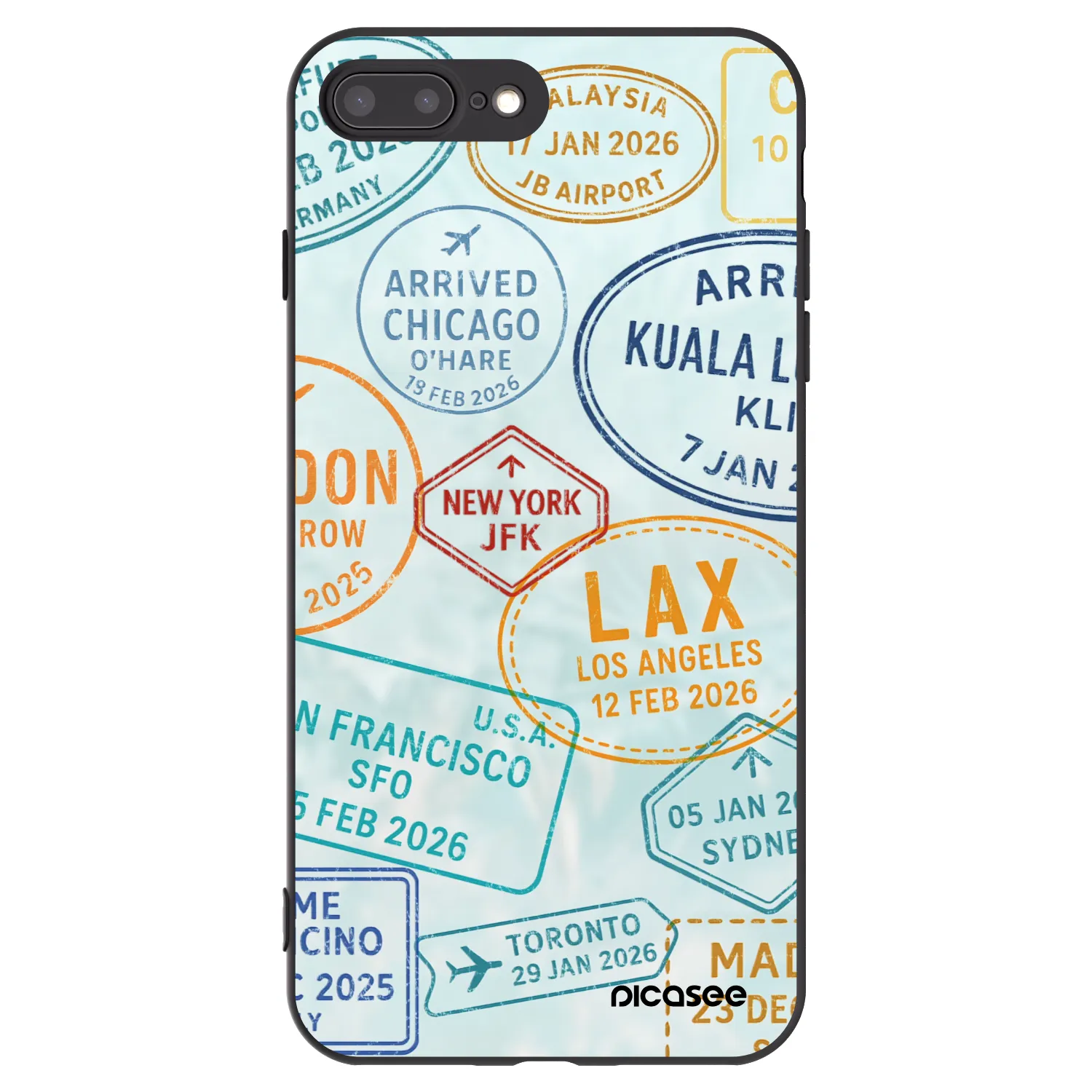 Picasee silikonowe czarne etui na Apple iPhone 8 Plus - PASSPORT EDITION