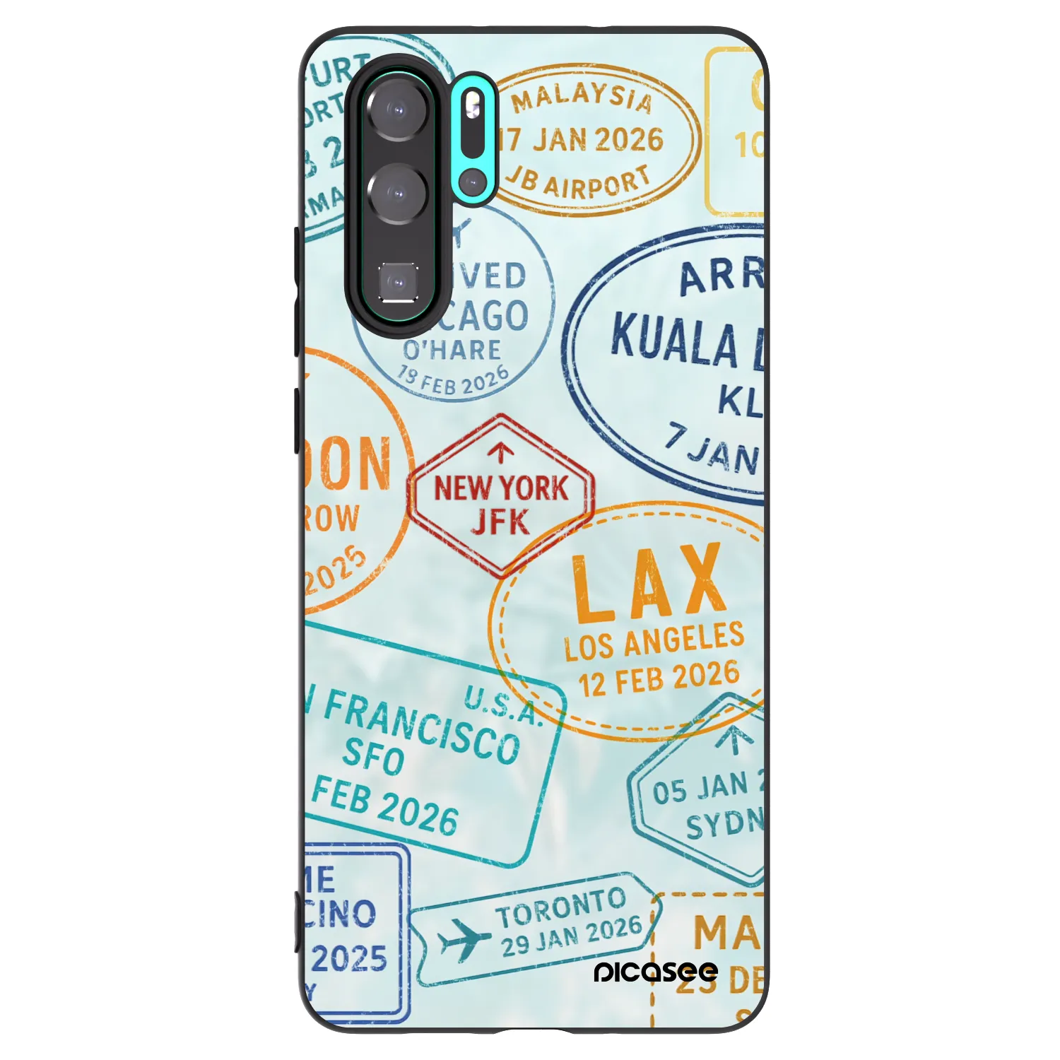 Picasee silikonowe czarne etui na Huawei P30 Pro - PASSPORT EDITION