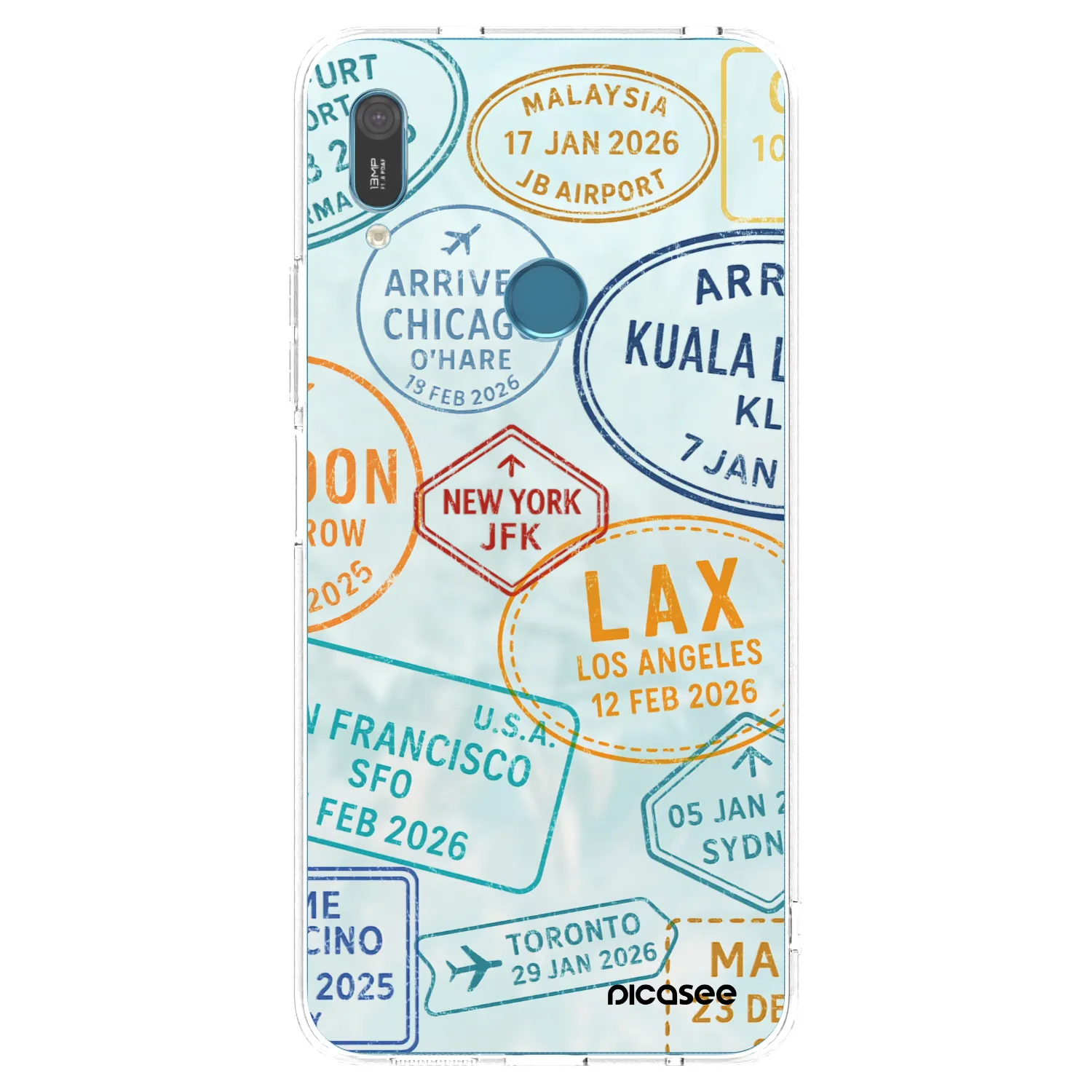 Picasee silikonowe przeźroczyste etui na Huawei Y6 2019 - PASSPORT EDITION