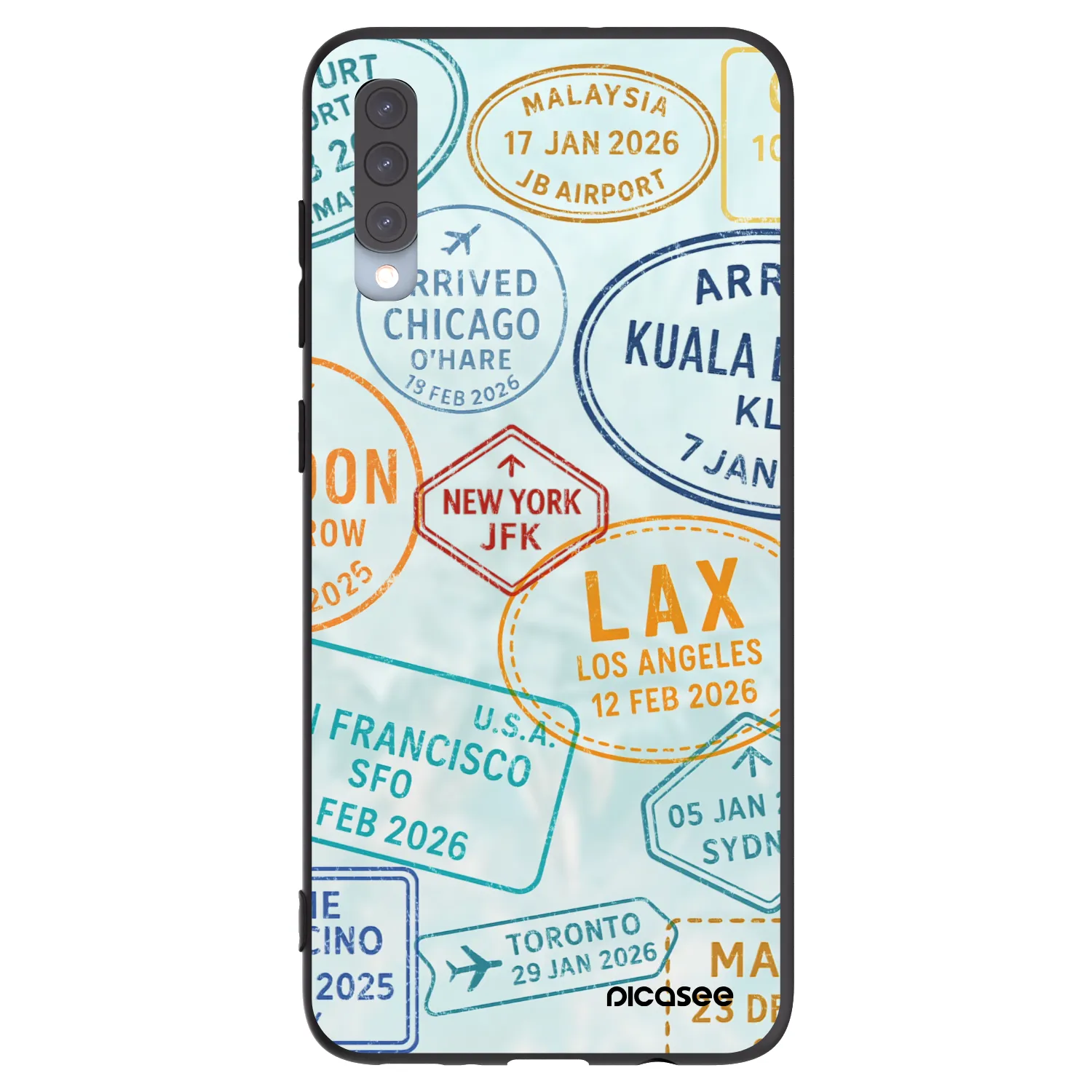 Picasee silikonowe czarne etui na Samsung Galaxy A70 A705F - PASSPORT EDITION