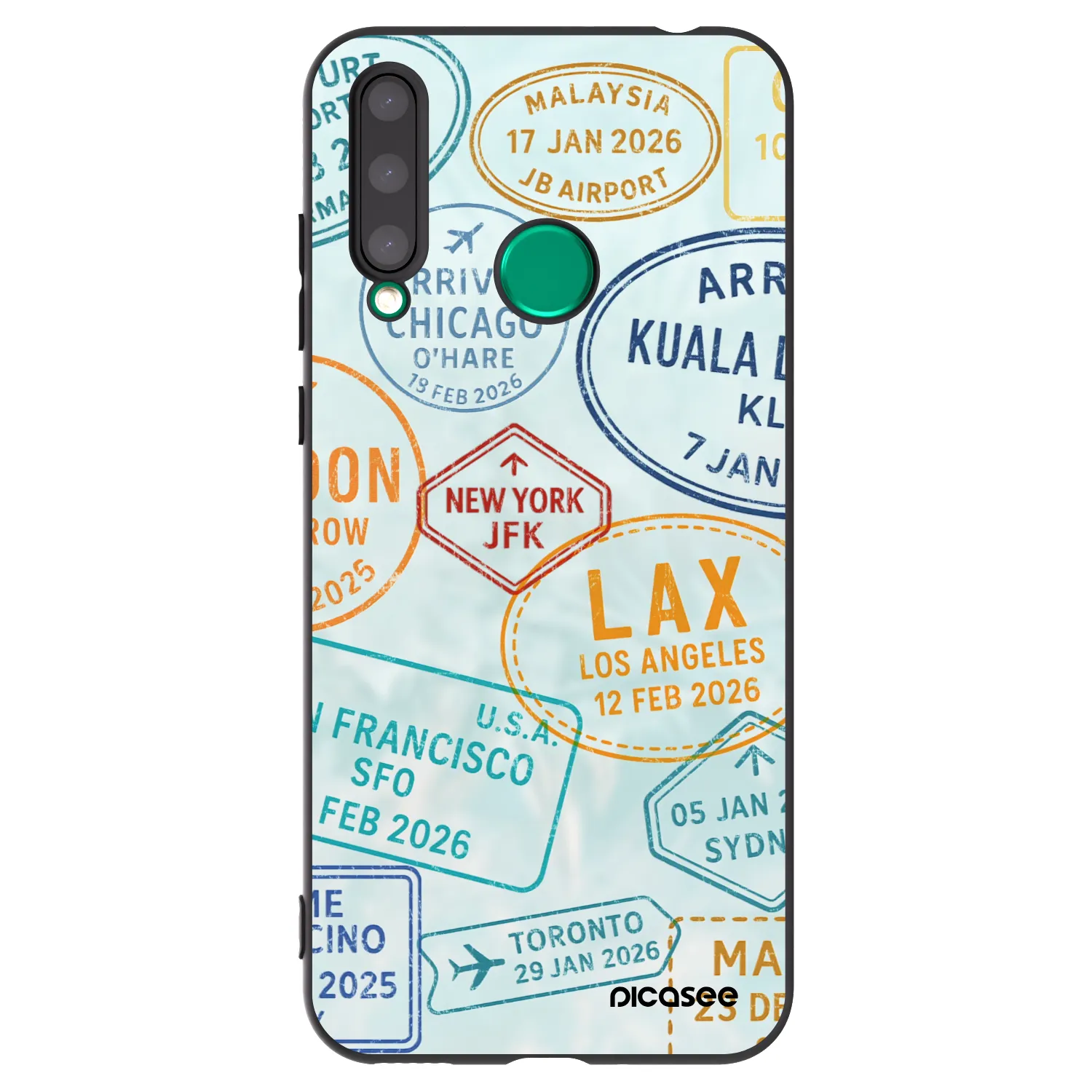 Picasee silikonowe czarne etui na Honor 20 Lite - PASSPORT EDITION