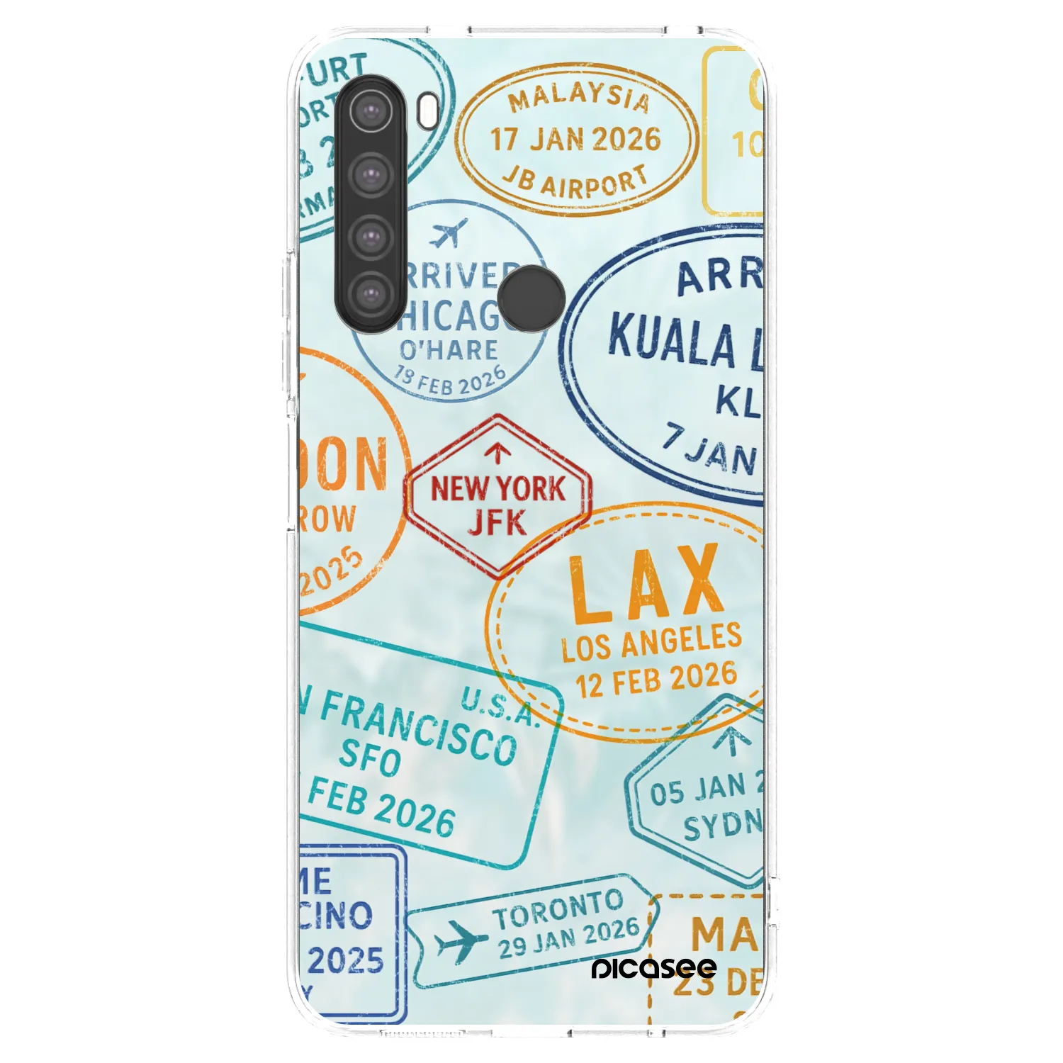 Picasee silikonowe przeźroczyste etui na Xiaomi Redmi Note 8 - PASSPORT EDITION