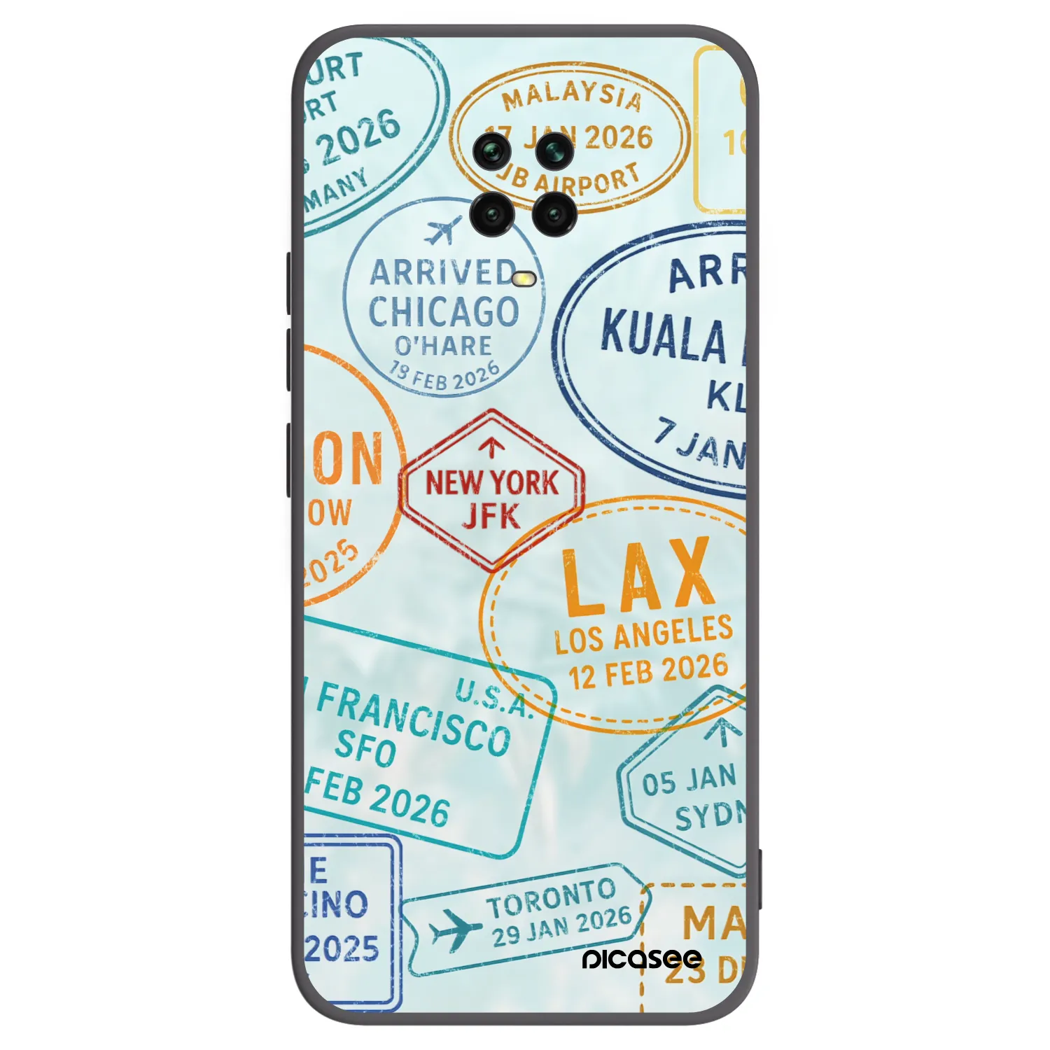 Picasee silikonowe czarne etui na Xiaomi Redmi Note 9 Pro - PASSPORT EDITION