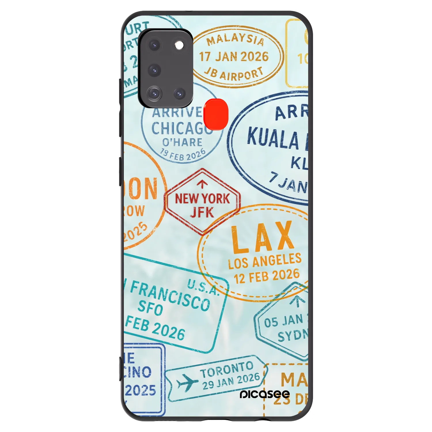 Picasee silikonowe czarne etui na Samsung Galaxy A21s - PASSPORT EDITION