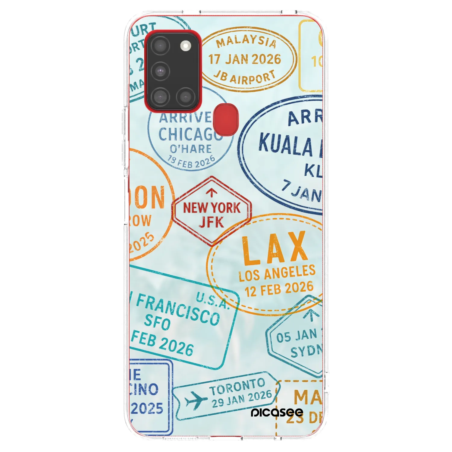Picasee silikonowe przeźroczyste etui na Samsung Galaxy A21s - PASSPORT EDITION