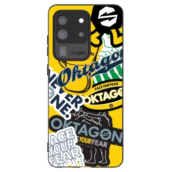 Picasee silikonowe czarne etui na Samsung Galaxy S20 Ultra 5G G988F - OKTAGON - Logo Archive
