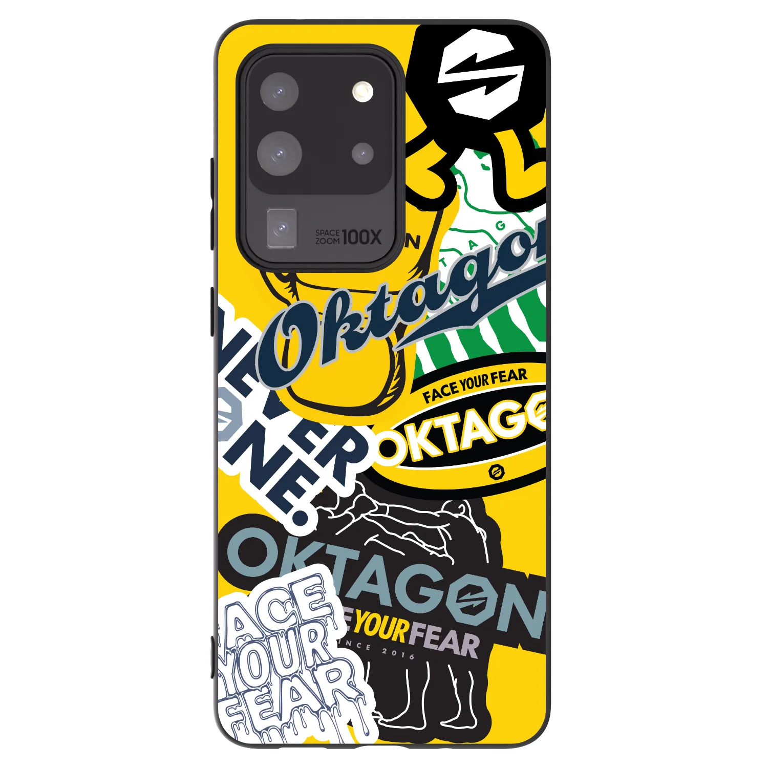 Picasee silikonowe czarne etui na Samsung Galaxy S20 Ultra 5G G988F - OKTAGON - Logo Archive