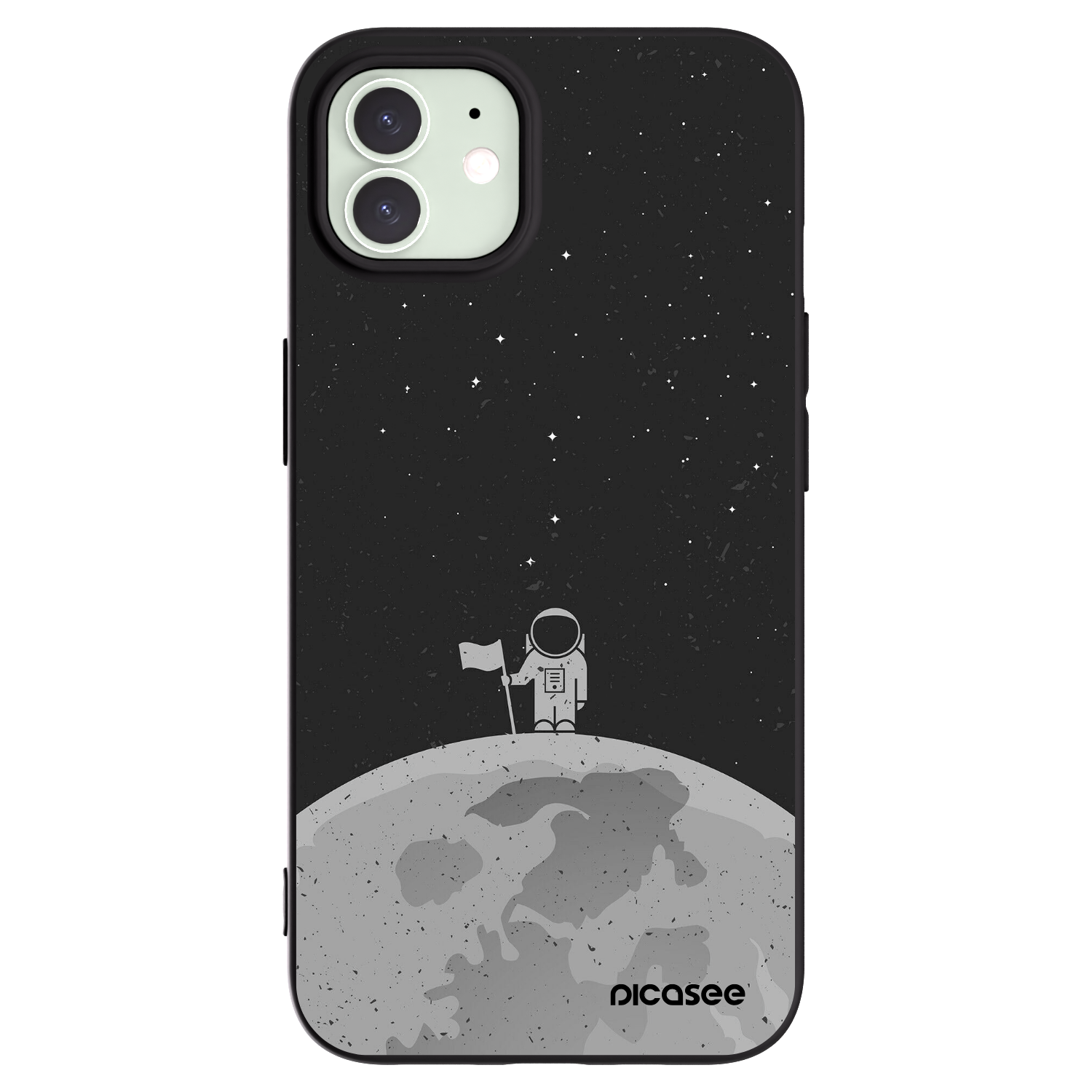 Picasee silikonowe czarne etui na Apple iPhone 12 - Astronaut