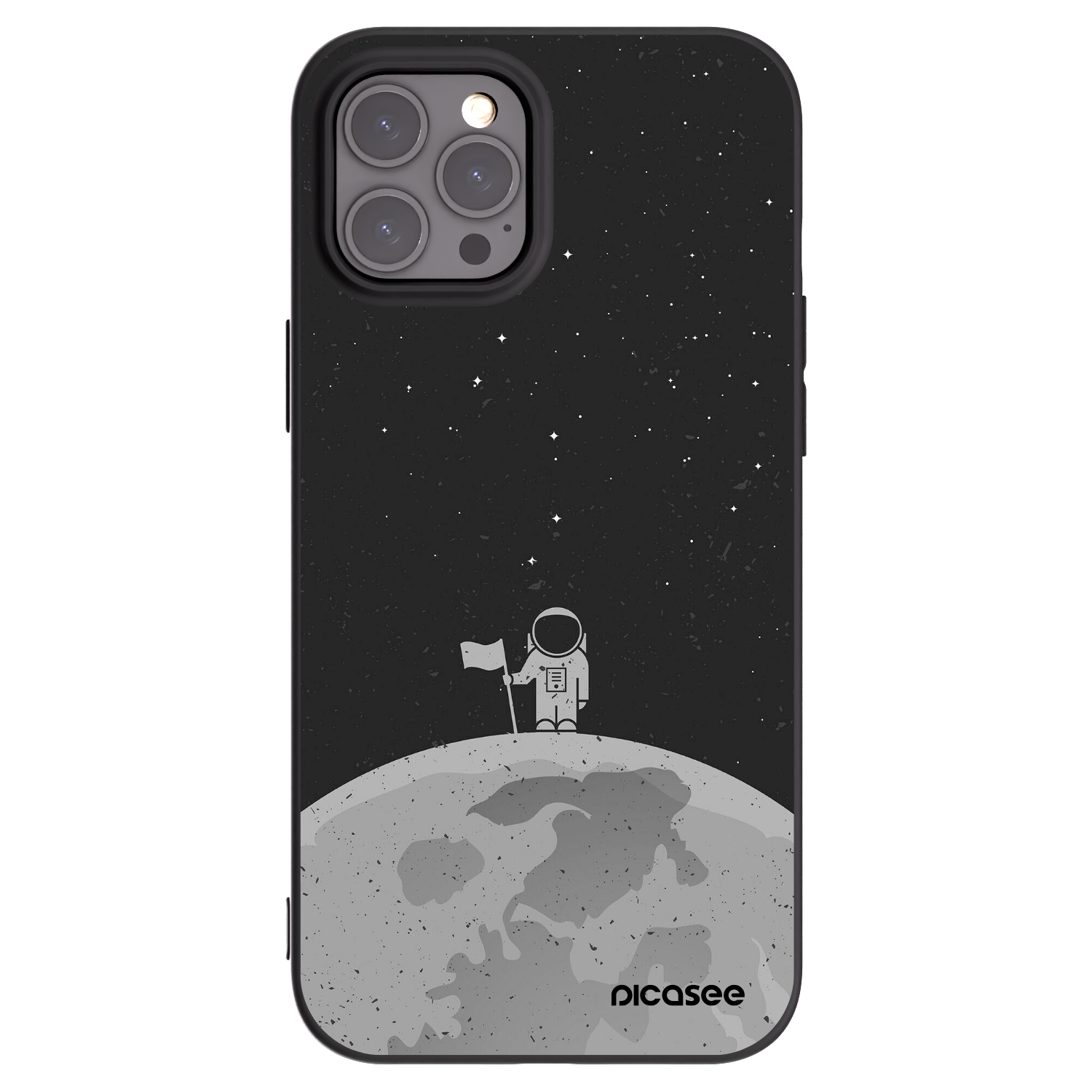 Picasee silikonowe czarne etui na Apple iPhone 12 Pro Max - Astronaut