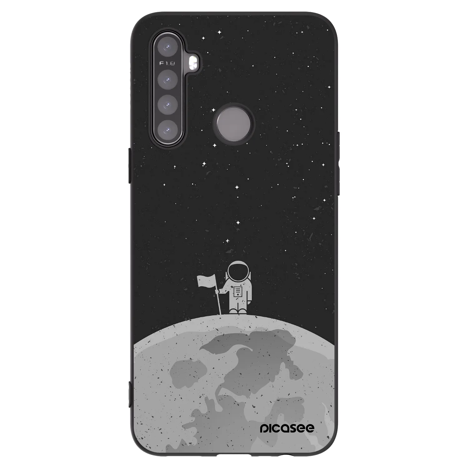Picasee silikonowe czarne etui na Realme 5 - Astronaut