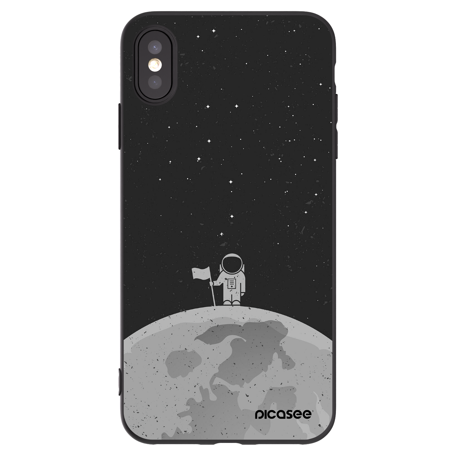 Picasee silikonowe czarne etui na Apple iPhone XS Max - Astronaut