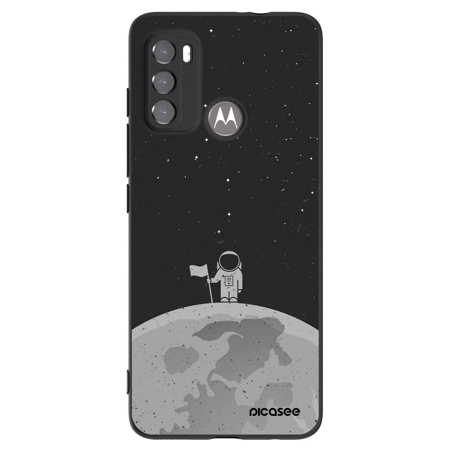Picasee silikonowe czarne etui na Motorola Moto G60 - Astronaut