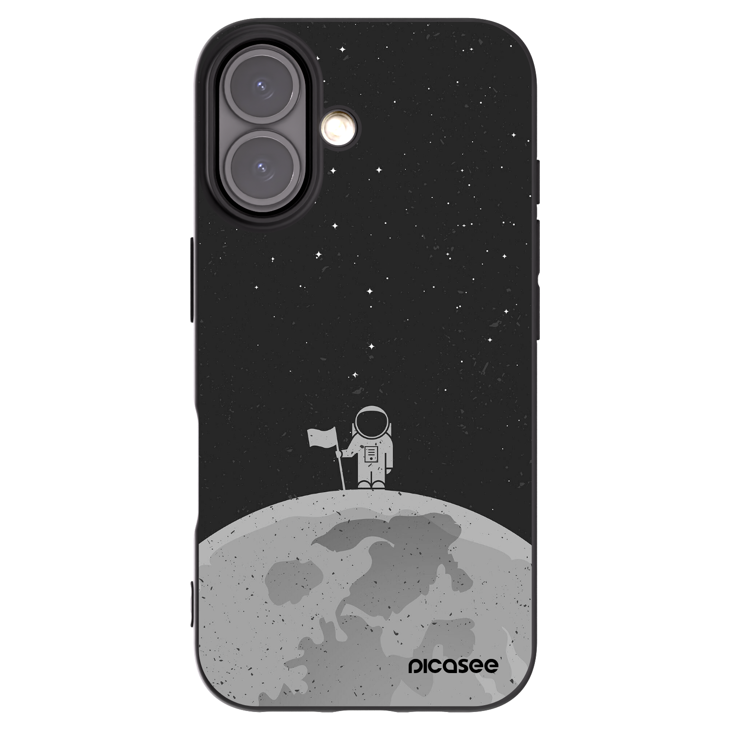 Picasee silikonowe czarne etui na Apple iPhone 16 - Astronaut