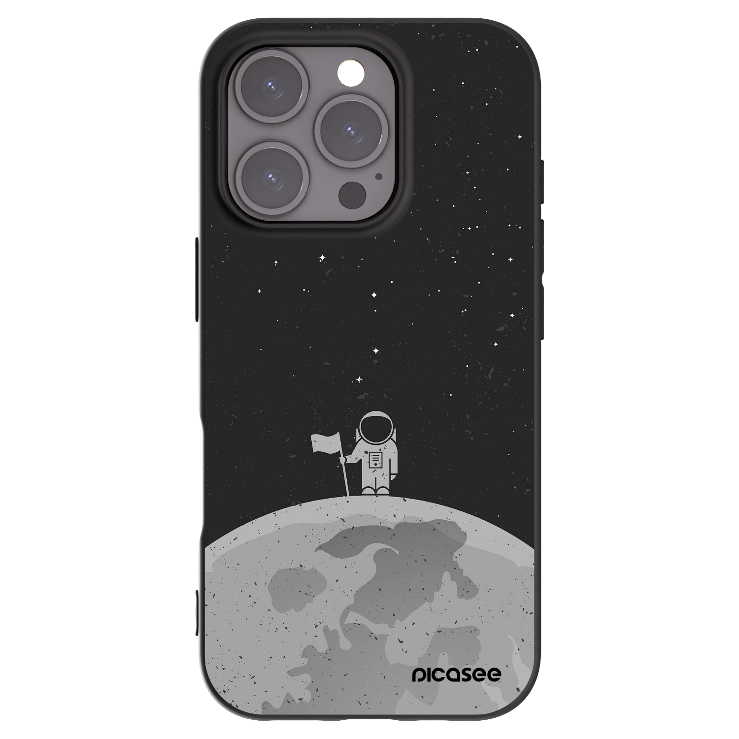 Picasee silikonowe czarne etui na Apple iPhone 16 Pro - Astronaut