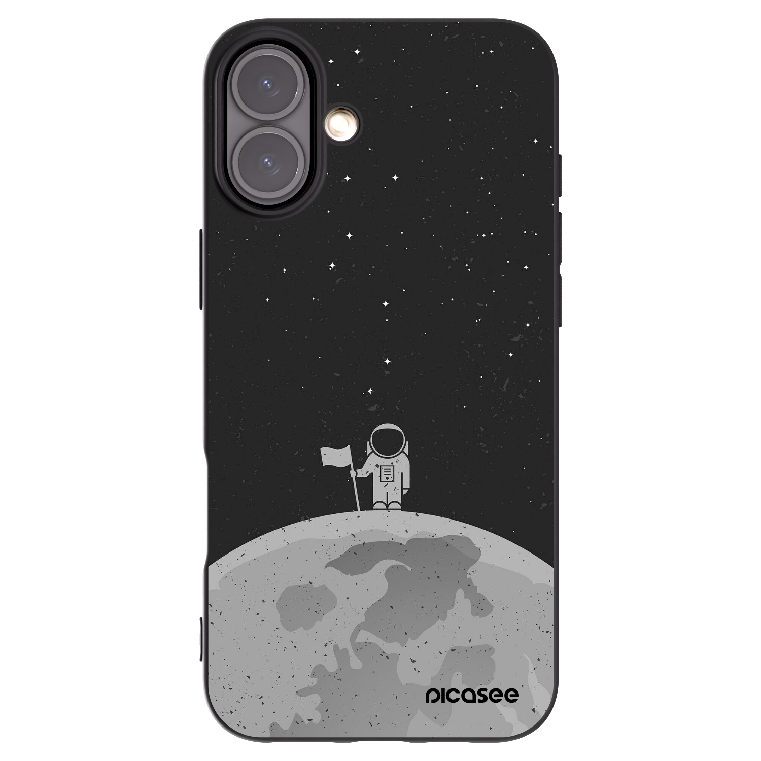 Picasee silikonowe czarne etui na Apple iPhone 16 Plus - Astronaut