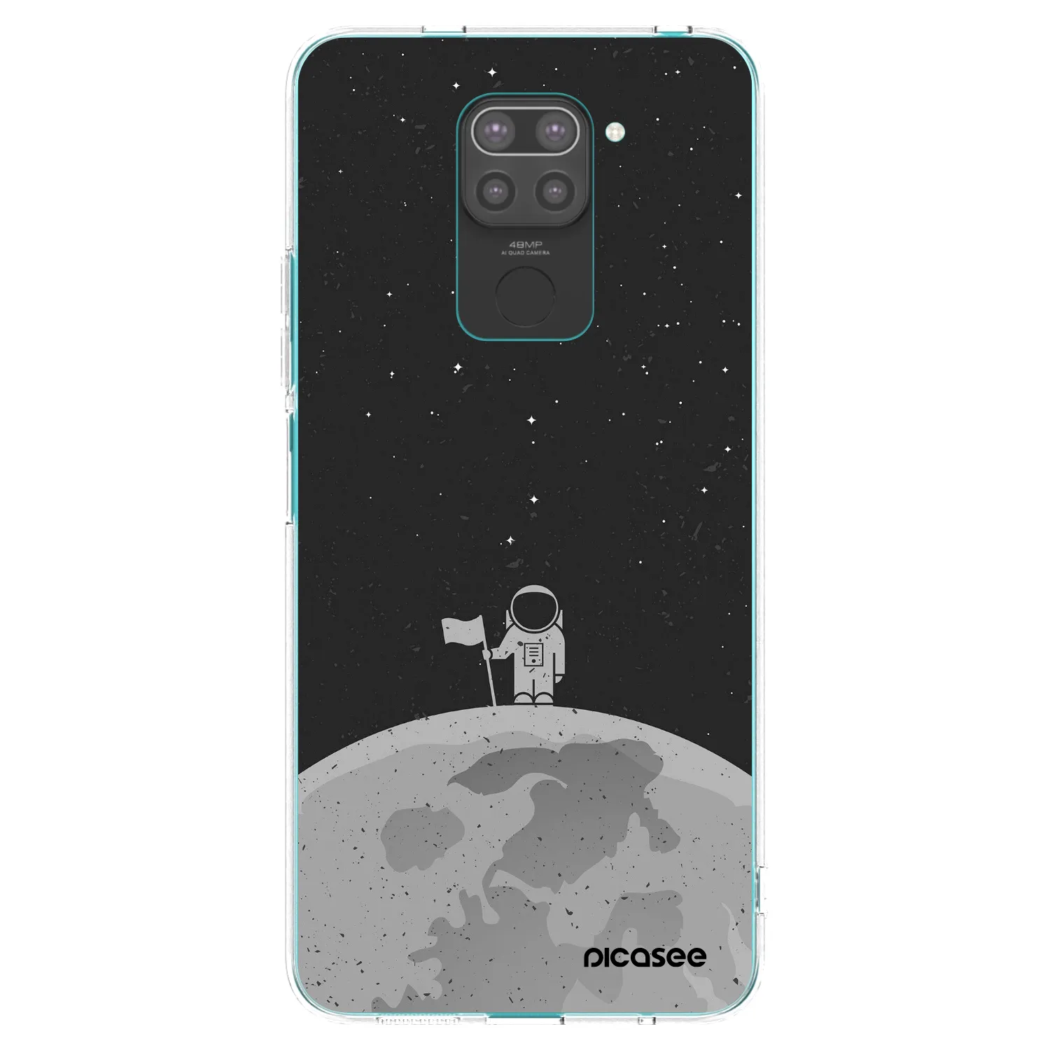 Picasee silikonowe czarne etui na Xiaomi Redmi Note 9 - Astronaut