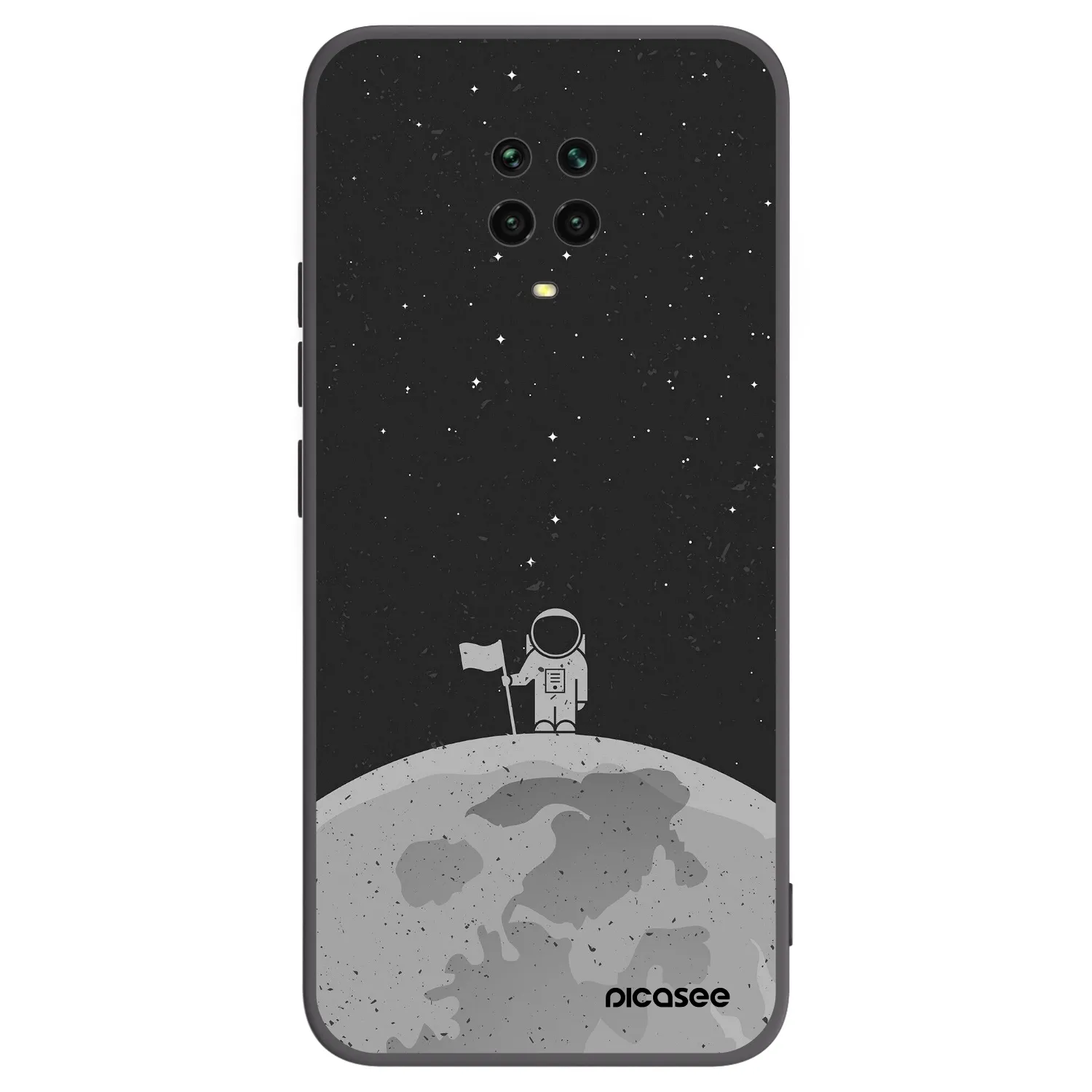 Picasee silikonowe czarne etui na Xiaomi Redmi Note 9S - Astronaut