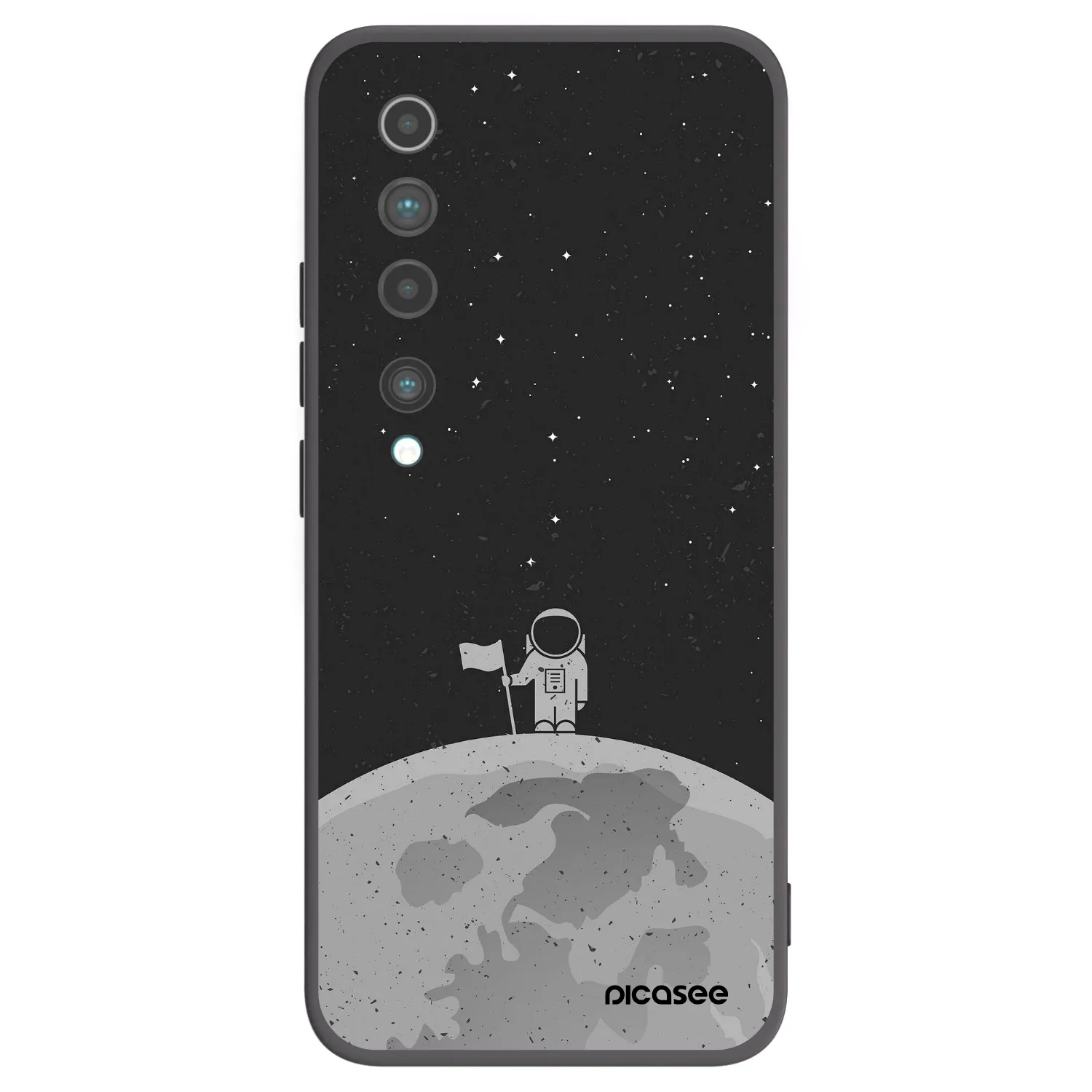 Picasee silikonowe czarne etui na Xiaomi Mi 10 - Astronaut