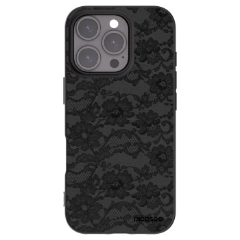 Picasee silikonowe czarne etui na Apple iPhone 16 Pro - Dark Elegance