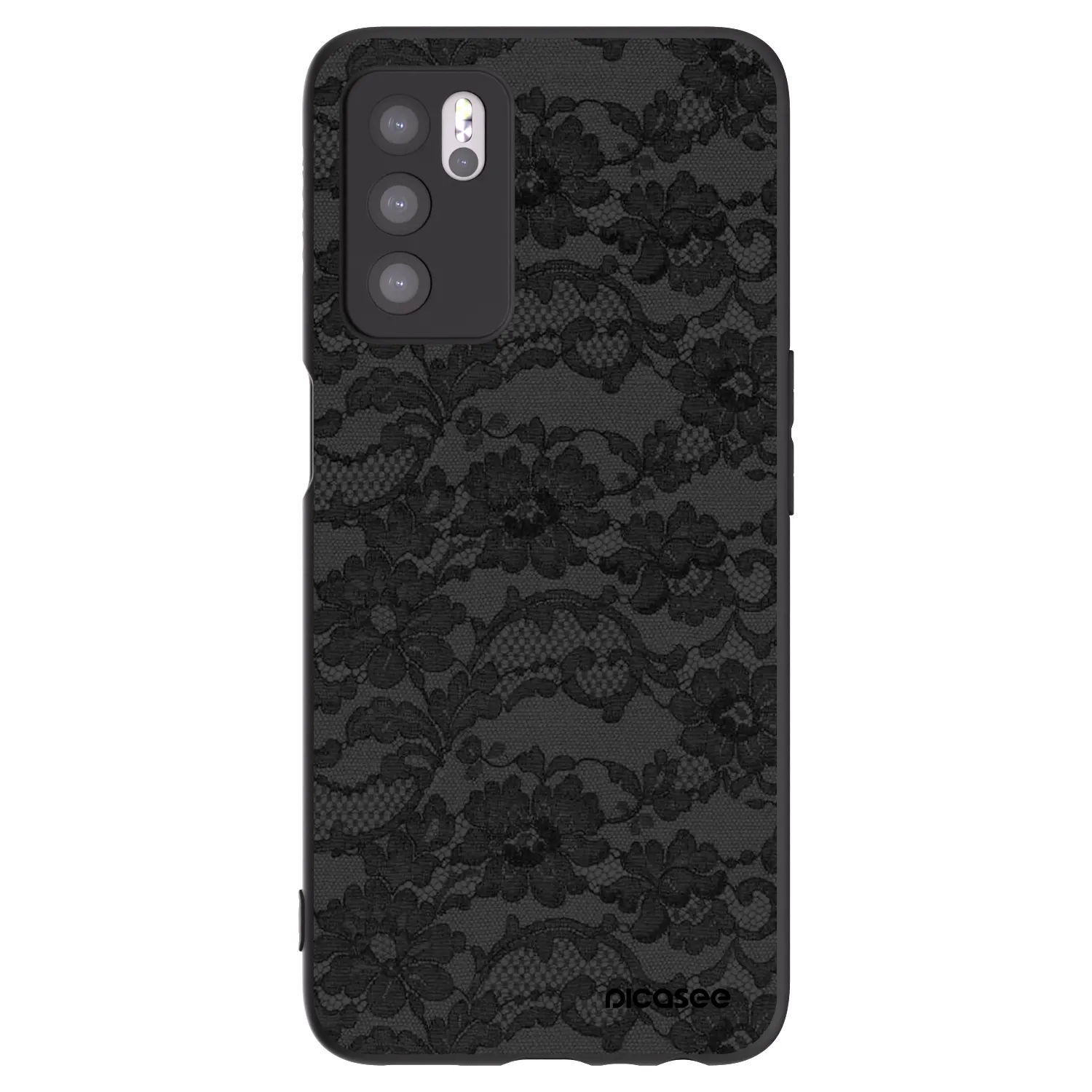 Picasee silikonowe czarne etui na OPPO A16 - Dark Elegance