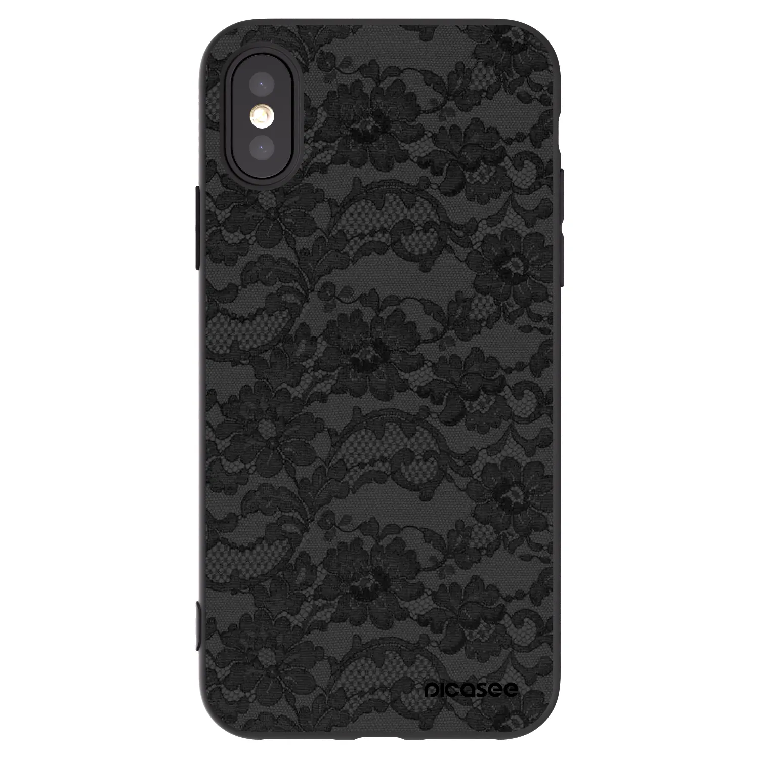 Picasee silikonowe czarne etui na Apple iPhone X/XS - Dark Elegance