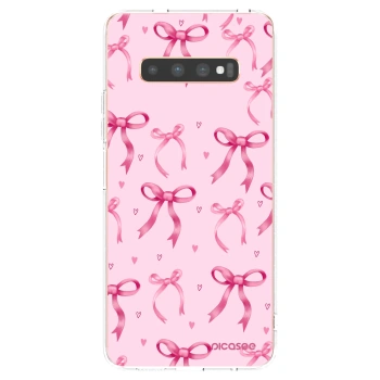 Picasee silikonowe przeźroczyste etui na Samsung Galaxy S10 Plus G975 - Bow Aesthetic