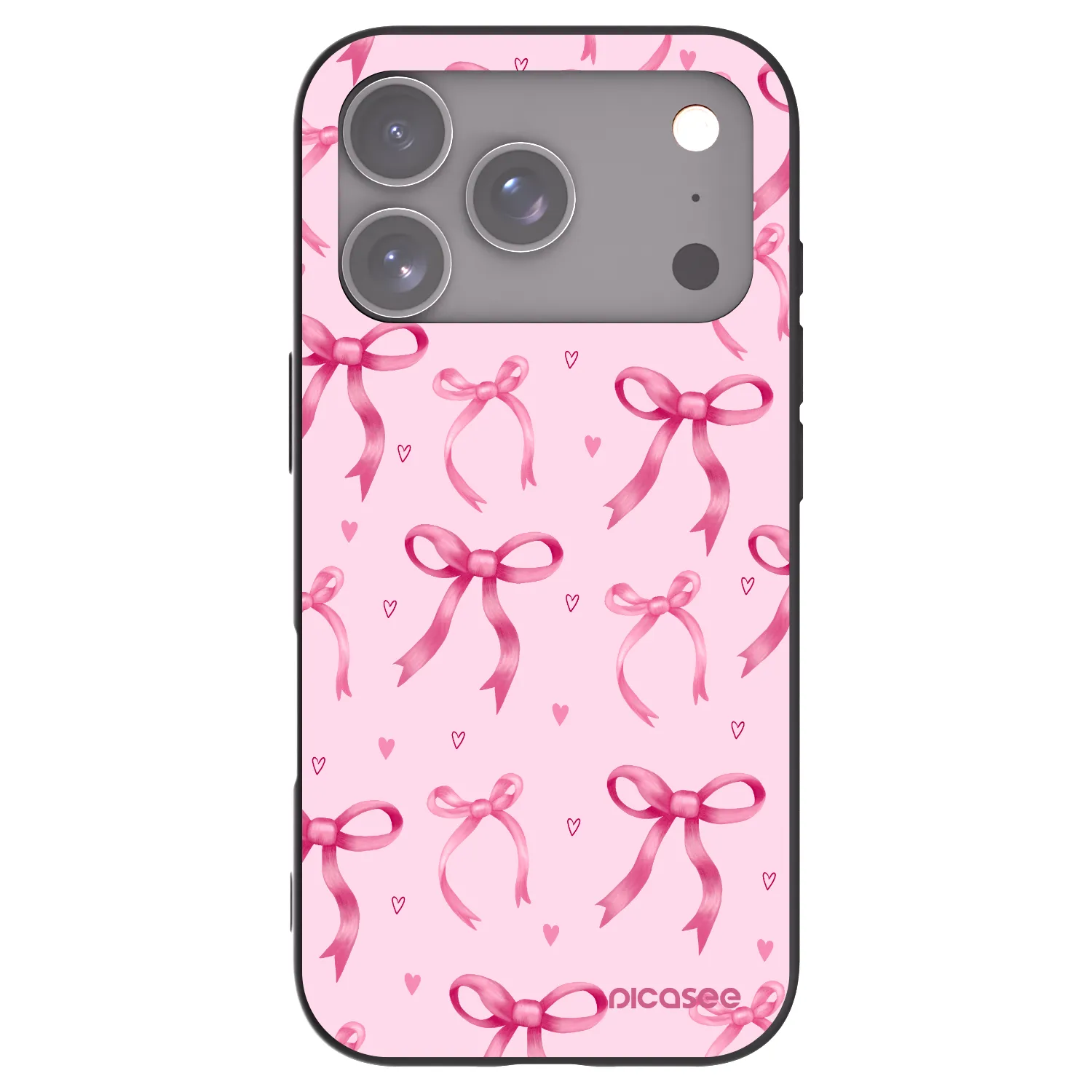 Picasee silikonowe czarne etui na Apple iPhone 17 Pro - Bow Aesthetic
