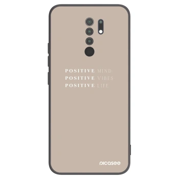 Picasee silikonowe czarne etui na Xiaomi Redmi 9 - Positive Vibes
