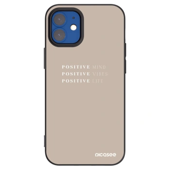 Picasee silikonowe czarne etui na Apple iPhone 12 mini - Positive Vibes