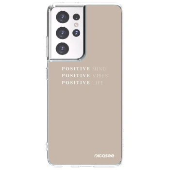 Picasee silikonowe przeźroczyste etui na Samsung Galaxy S21 Ultra 5G G998B - Positive Vibes
