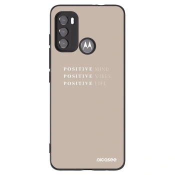 Picasee silikonowe czarne etui na Motorola Moto G60 - Positive Vibes