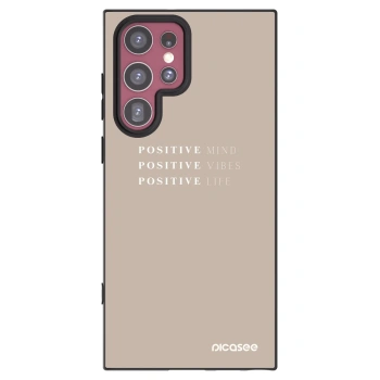 Picasee silikonowe czarne etui na Samsung Galaxy S22 Ultra 5G - Positive Vibes