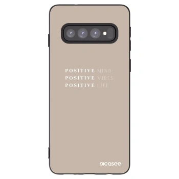 Picasee silikonowe czarne etui na Samsung Galaxy S10 G973 - Positive Vibes