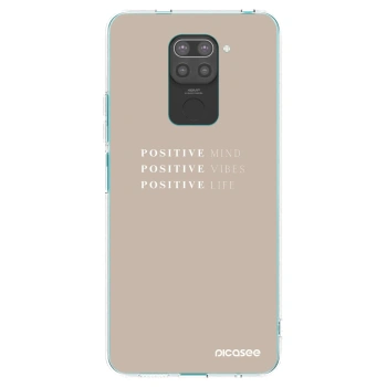 Picasee silikonowe czarne etui na Xiaomi Redmi Note 9 - Positive Vibes