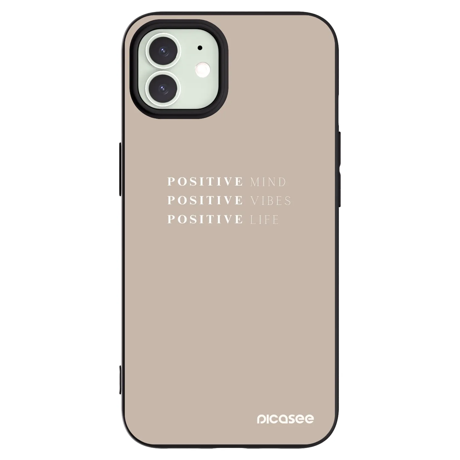 Picasee silikonowe czarne etui na Apple iPhone 12 - Positive Vibes