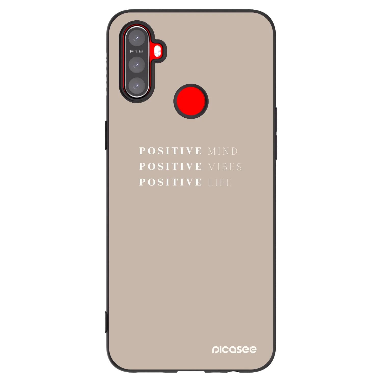 Picasee silikonowe czarne etui na Realme C3 - Positive Vibes