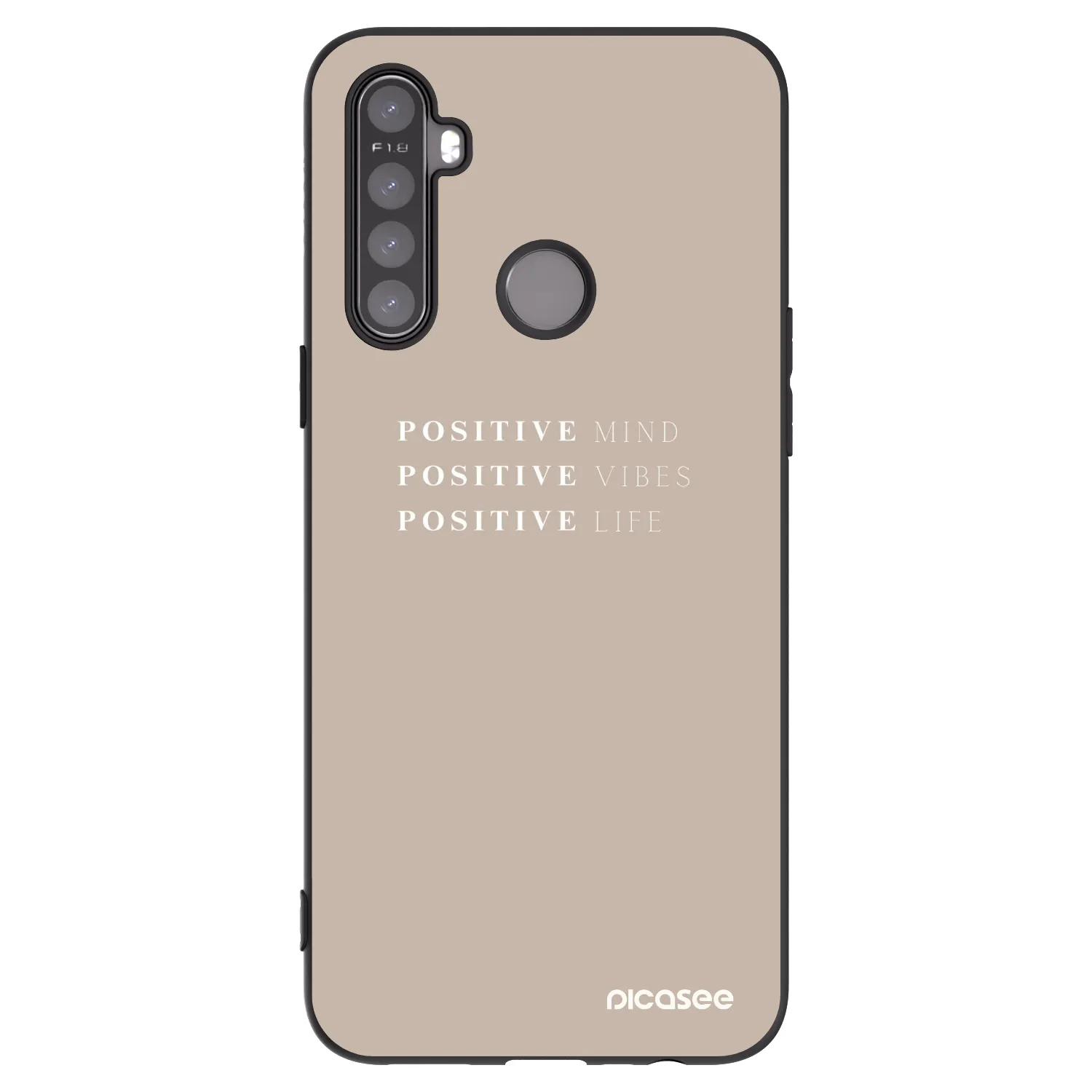 Picasee silikonowe czarne etui na Realme 5 - Positive Vibes