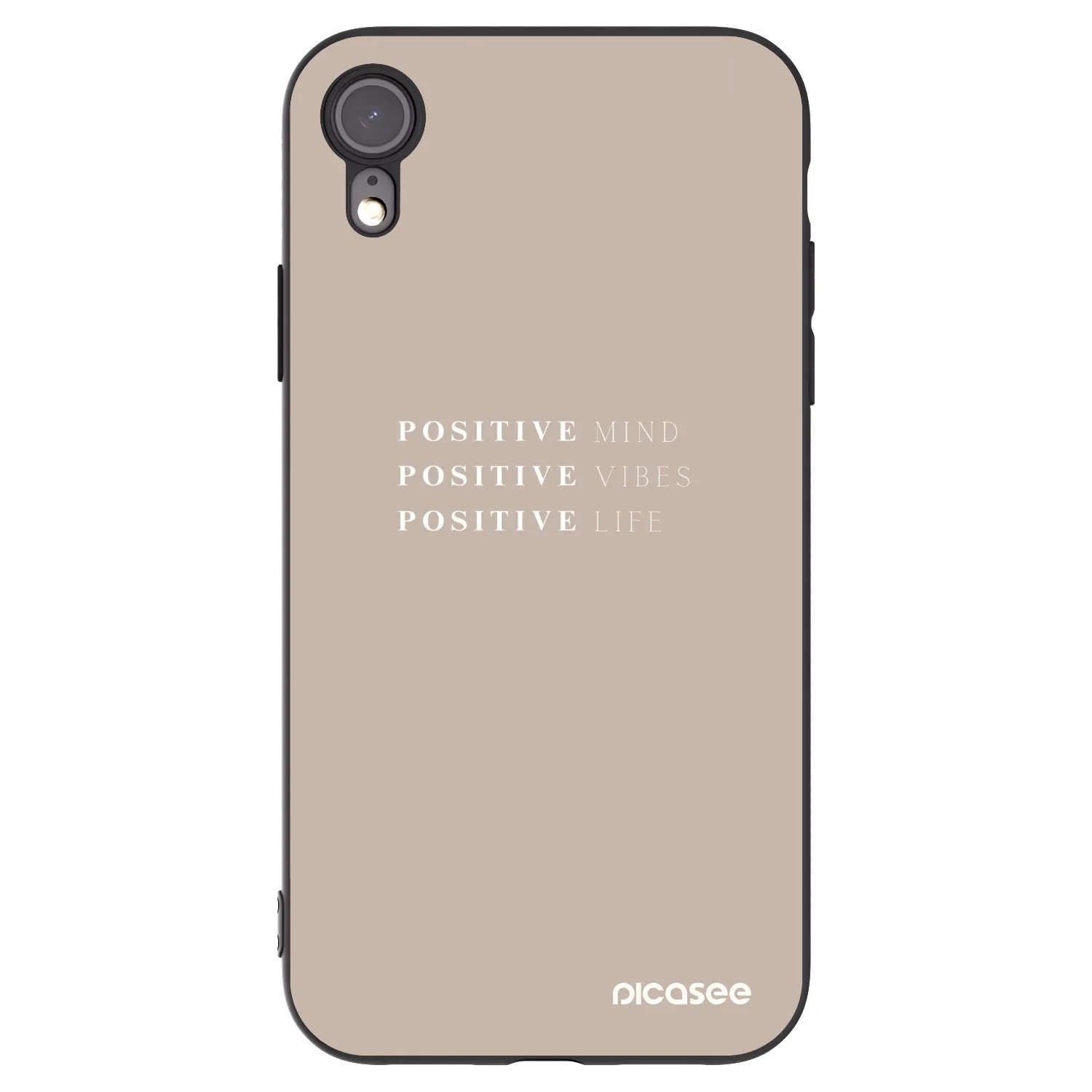 Picasee silikonowe czarne etui na Apple iPhone XR - Positive Vibes