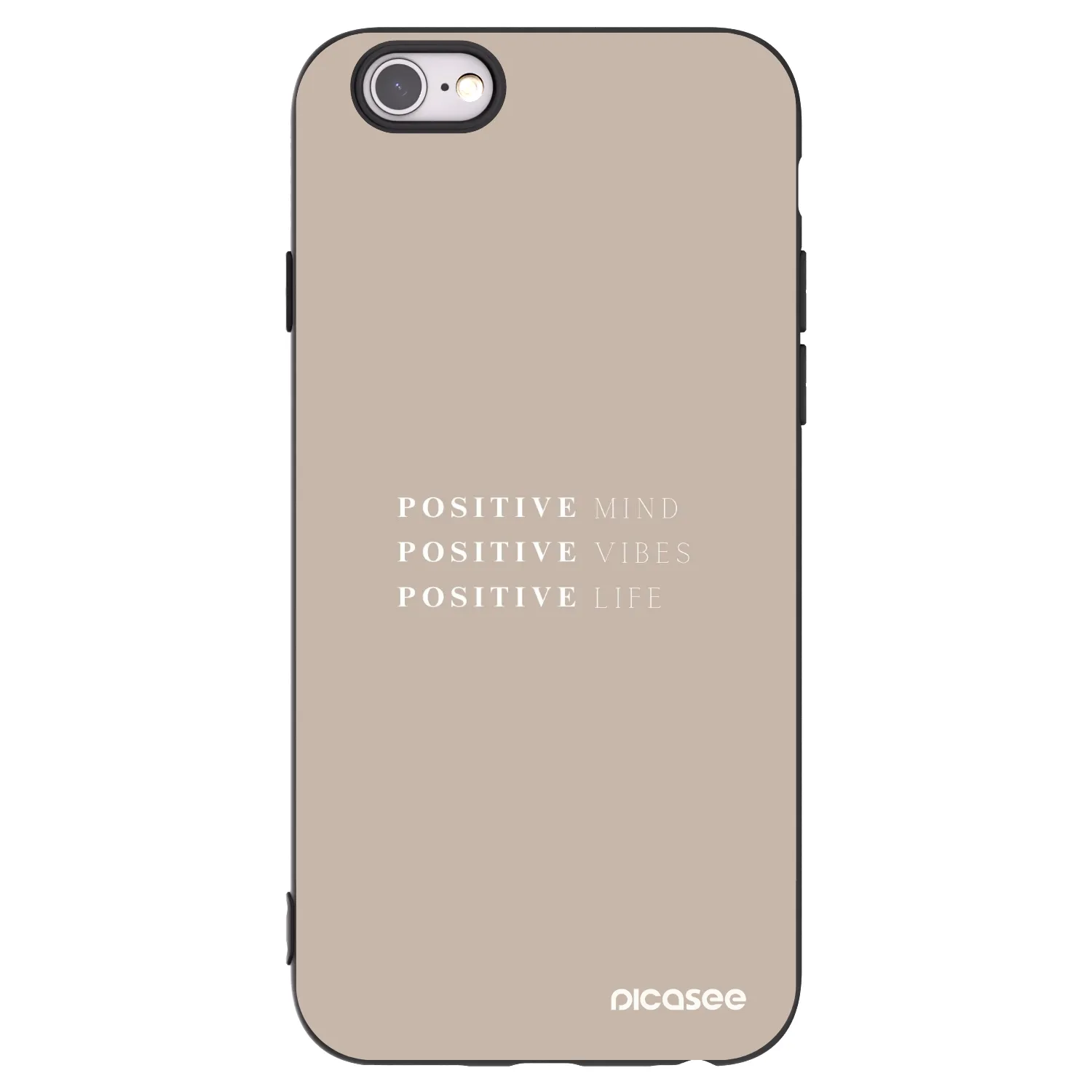 Picasee silikonowe czarne etui na Apple iPhone 6/6S - Positive Vibes