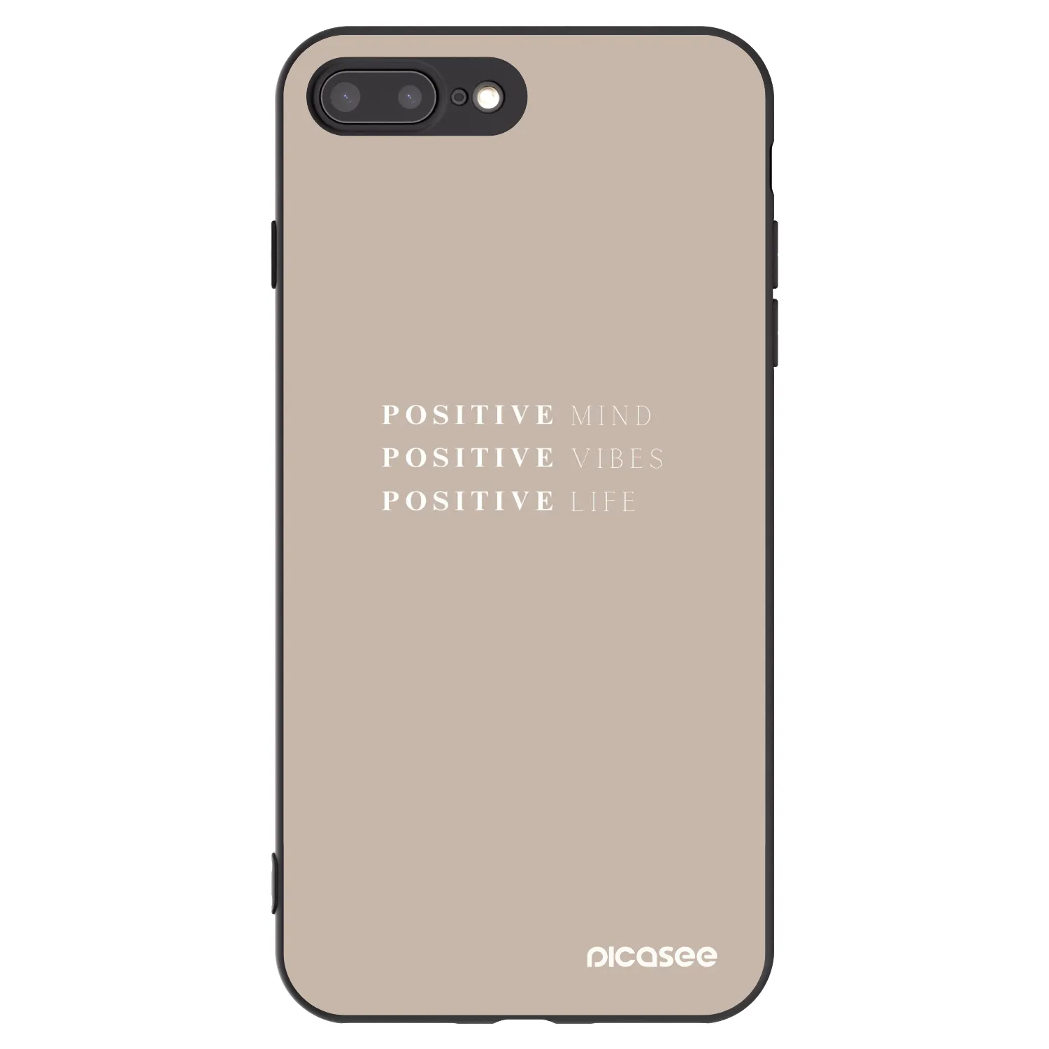 Picasee silikonowe czarne etui na Apple iPhone 8 Plus - Positive Vibes