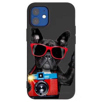 Picasee silikonowe czarne etui na Apple iPhone 12 mini - Französische Bulldogge