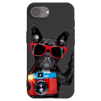 Picasee silikonowe czarne etui na Apple iPhone 16e - Französische Bulldogge