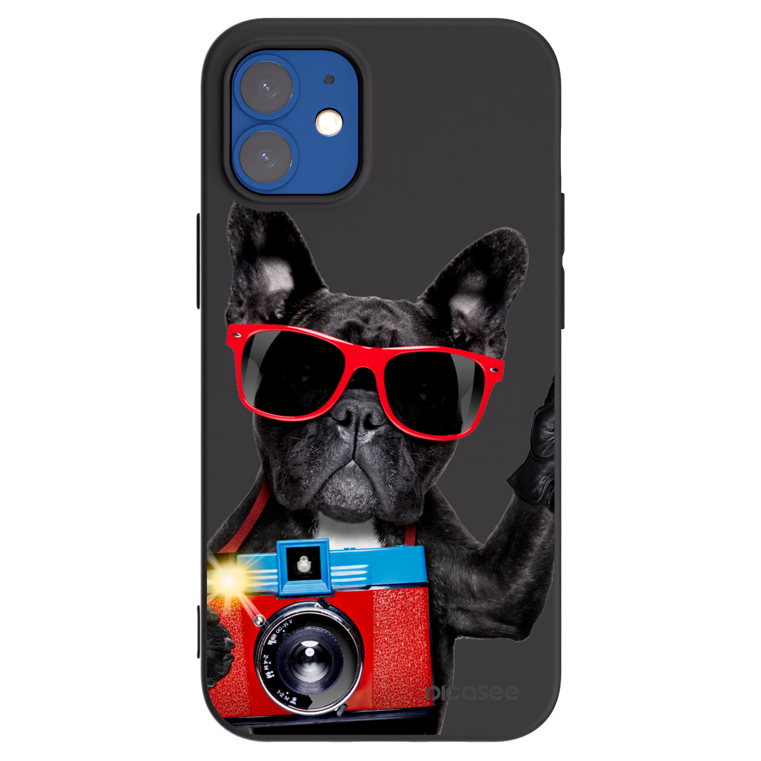 Picasee silikonowe czarne etui na Apple iPhone 12 mini - Französische Bulldogge