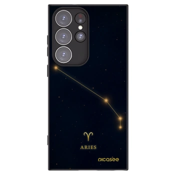 Picasee silikonowe czarne etui na Samsung Galaxy S23 Ultra 5G - ARIES