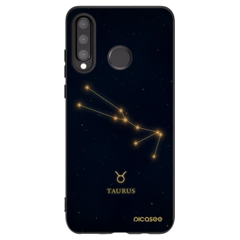 Picasee silikonowe czarne etui na Huawei P30 Lite - TAURUS