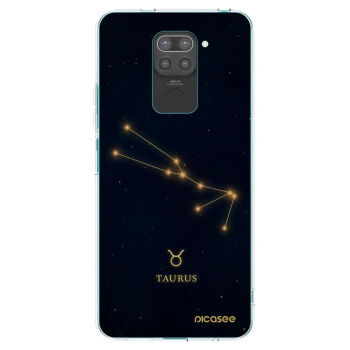 Picasee silikonowe czarne etui na Xiaomi Redmi Note 9 - TAURUS