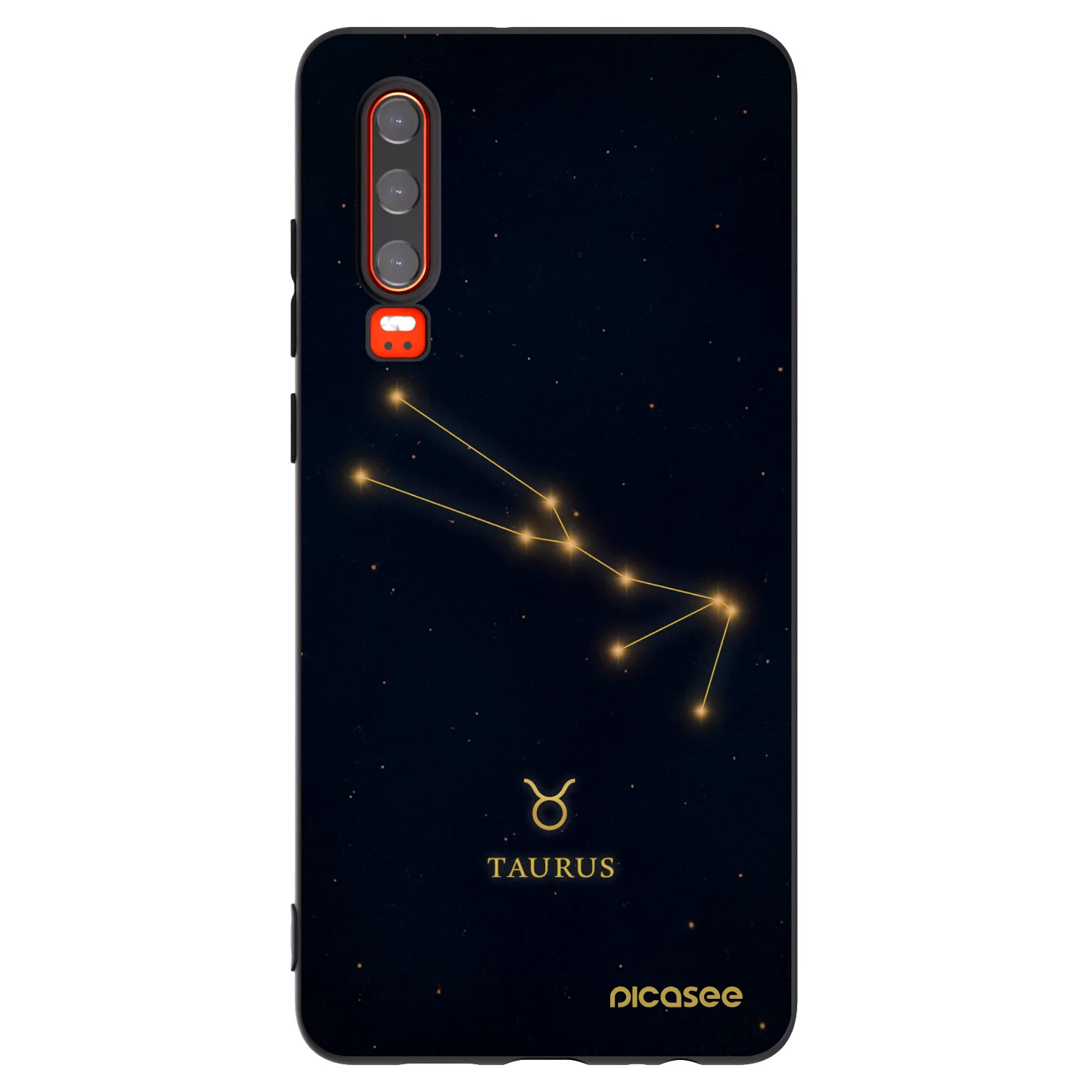 Picasee silikonowe czarne etui na Huawei P30 - TAURUS