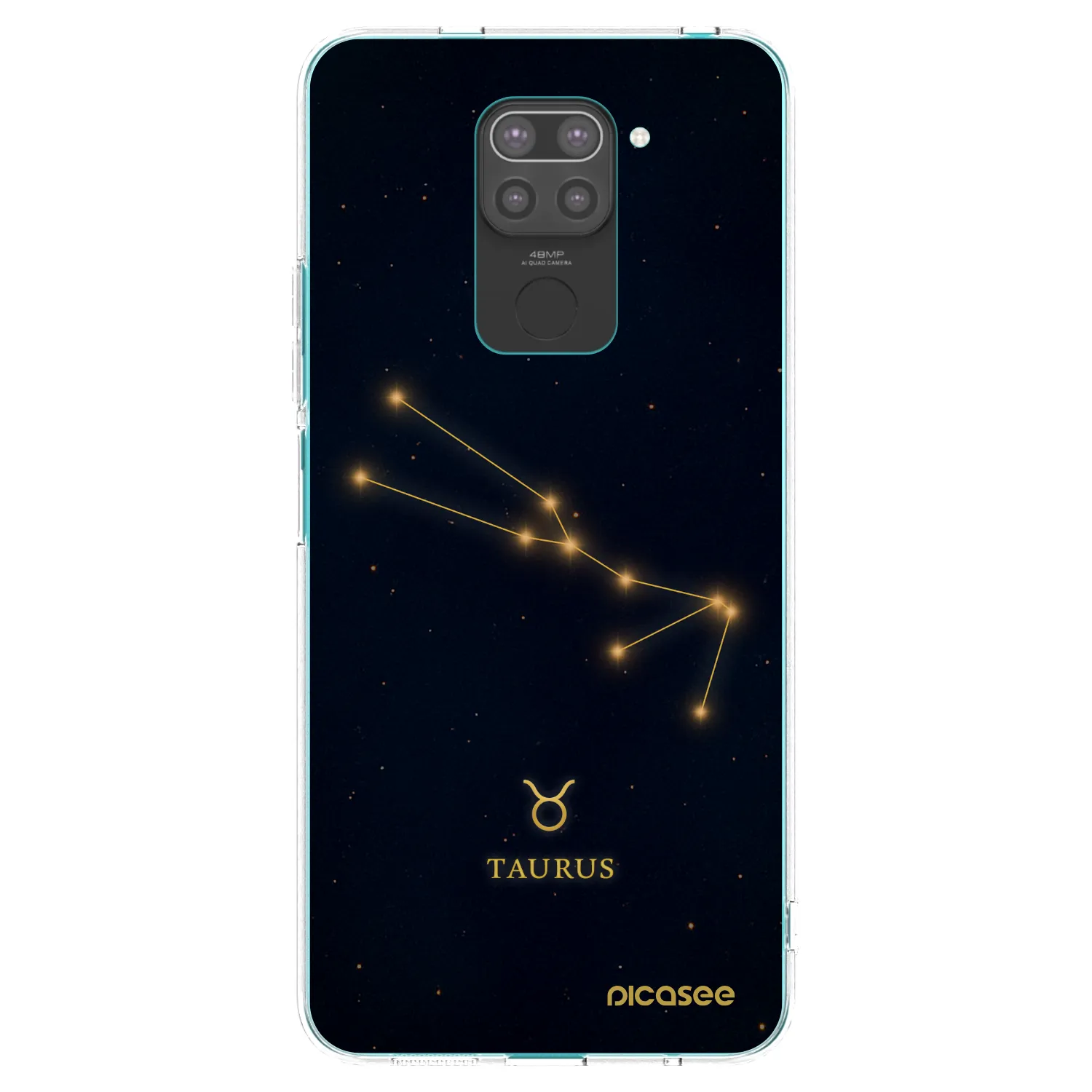 Picasee silikonowe czarne etui na Xiaomi Redmi Note 9 - TAURUS